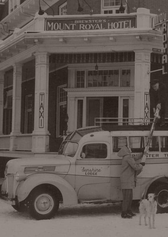 A historic photo of the exterior of the Mount Royal Hotel