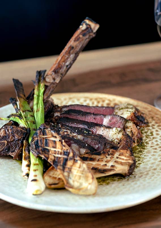 Close up shot of a dinner plate with steak